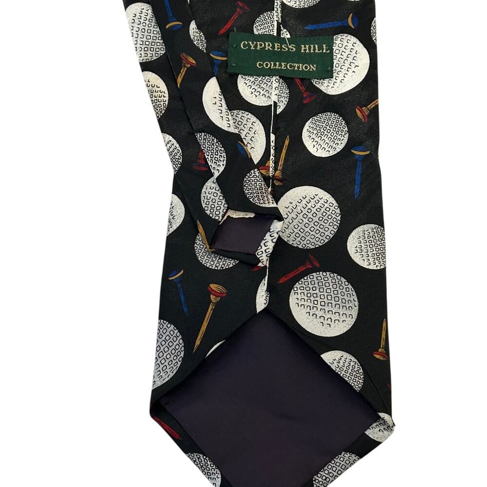 Cypress Hill Collection golf balls and colorful tees mens necktie